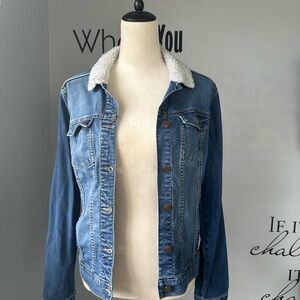 Sonoma Blue Denim Jacket with White Sherpa Collar